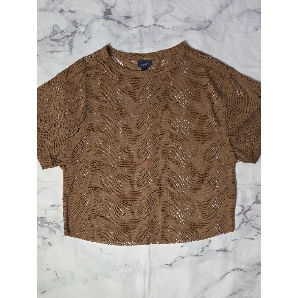 Daytrip Brown Open Weave Top